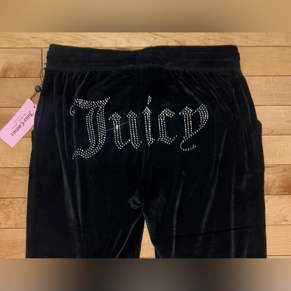NEW ! JUICY COUTURE Velour OG Big Bling Sweatpants in Black Size S - Picture 2 of 6